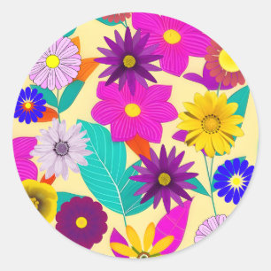 Blumenmuster Runder Aufkleber