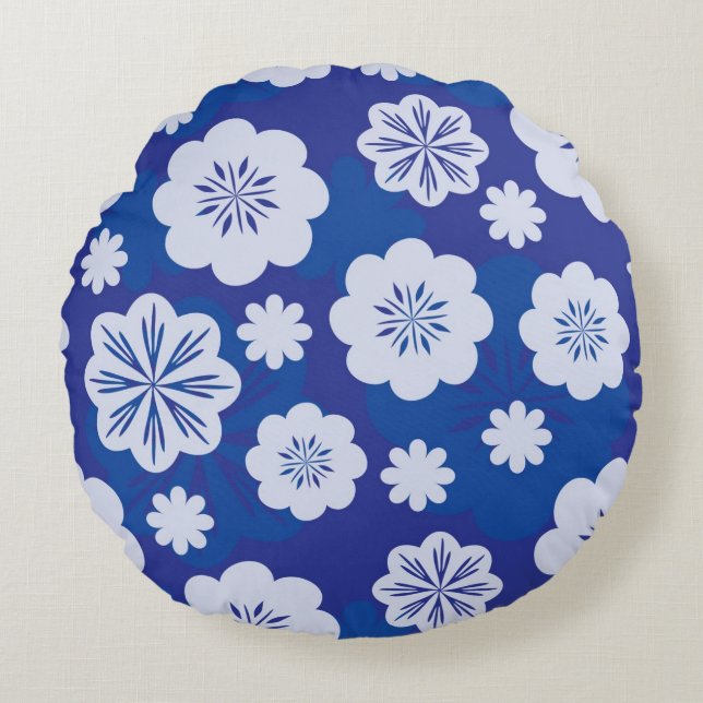 Blumenmuster Rundes Kissen (Vorderseite)