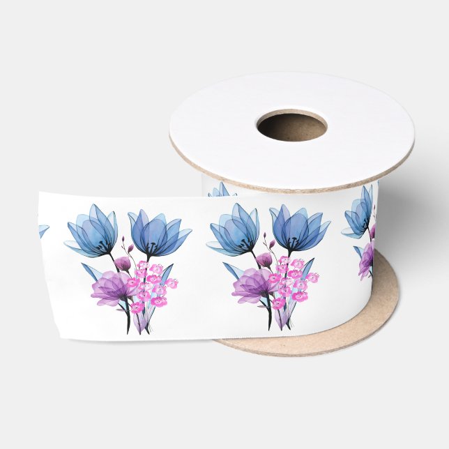 Blumenmuster Satinband (Spule)