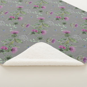 Blumenmuster Schottischer Distel Grau Sherpadecke