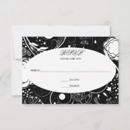 Blumenmuster Schwarz/Weiß - UAWG RSVP Karte