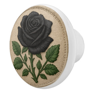 Blumenmuster Schwarze Rose Keramikknauf