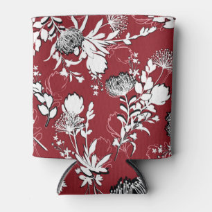 Blumenmuster Silhouette, buntes botanisches Muster Dosenkühler