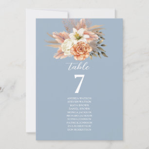 Blumenmuster-Sitzplan mit robustem blauem Pfirsich