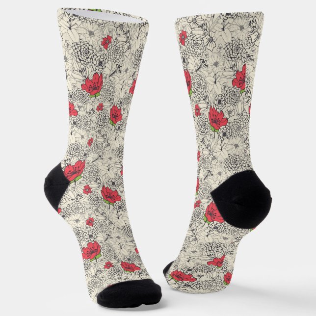 Blumenmuster Socken (Gewinkelt)