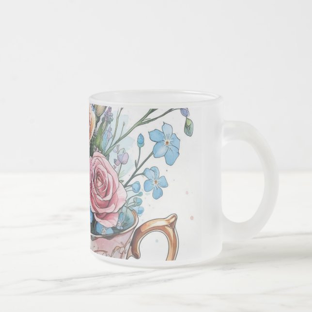 Blumenmuster - Soft Watercolor Boho Art Mattglastasse (Rechts)