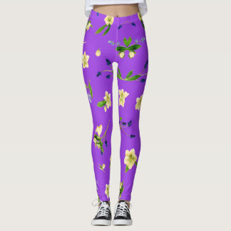Blumenmuster Sommer mit lila Hintergrund Leggings
