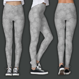 Blumenmuster | Stahlgraue Rose Leggings