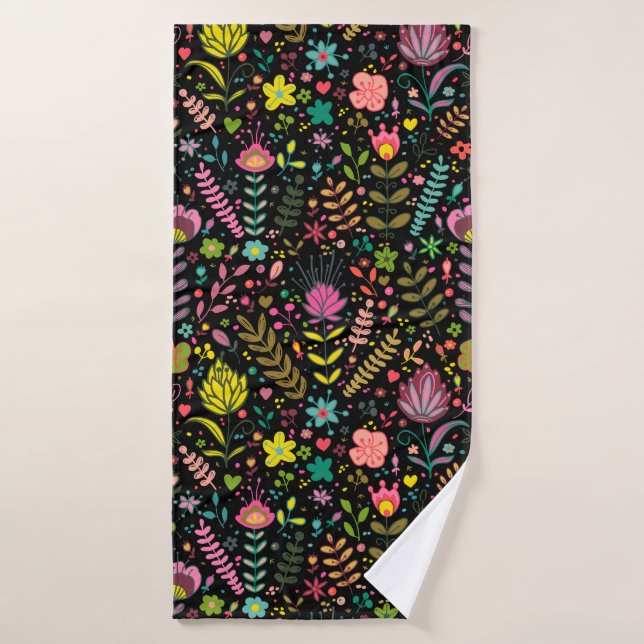 Blumenmuster - Stilvolle Blume-Tapete Badehandtuch (Badehandtuch)