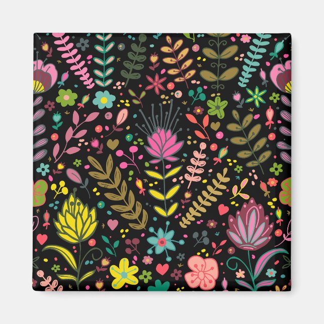 Blumenmuster - Stilvolle Blume-Tapete Magnet (Vorne)