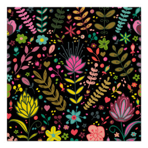 Blumenmuster - Stilvolle Blume-Tapete Poster