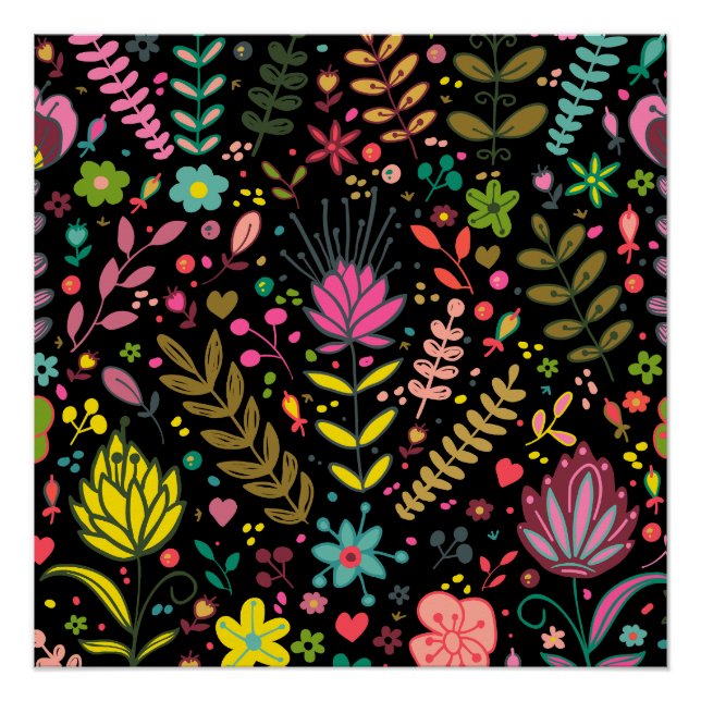 Blumenmuster - Stilvolle Blume-Tapete Poster (Vorderseite)