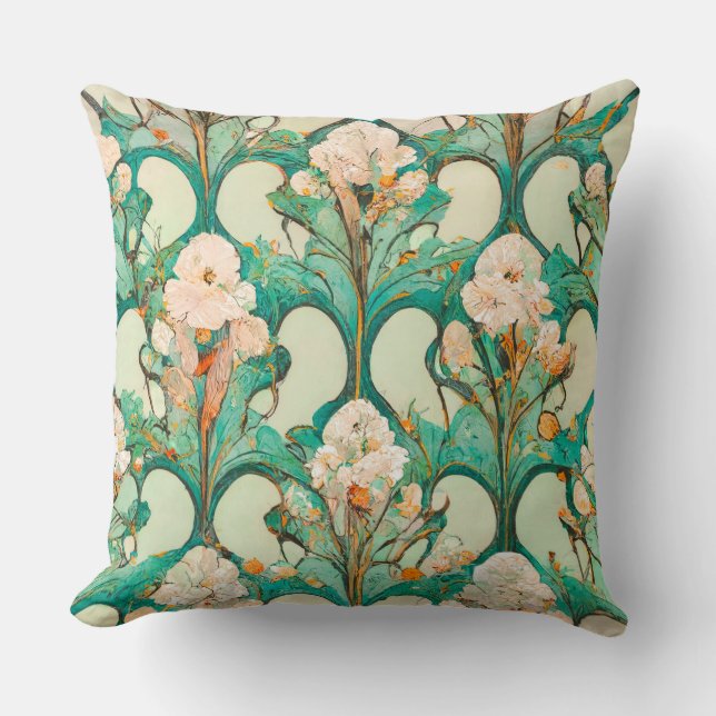Blumenmuster Tapete Art Nouveau Stil Kissen (Vorderseite)