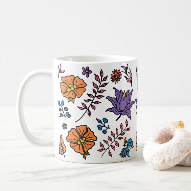 Blumenmuster-Tasse Kaffeetasse (Mit Donut)