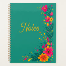 Blumenmuster Teal Notizbuch