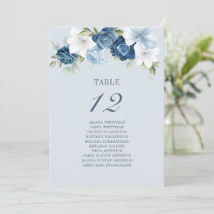 Blumenmuster-Tischnummer 12 robuste blaue Sitzkart Einladung