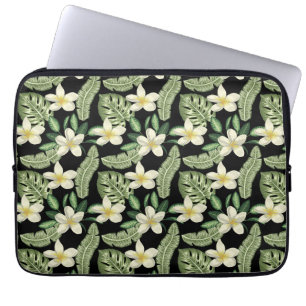 Blumenmuster tropische Blume und Blätter Laptopschutzhülle