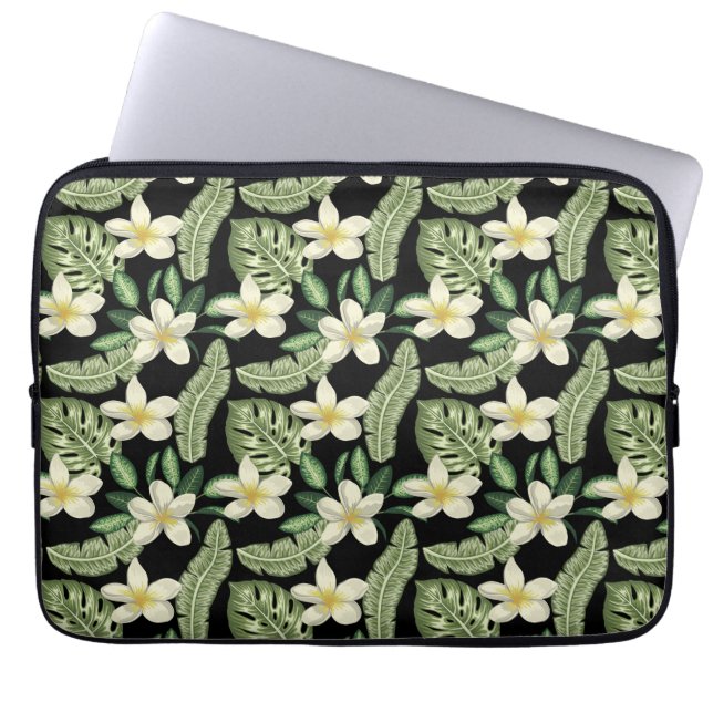 Blumenmuster tropische Blume und Blätter Laptopschutzhülle (Vorderseite)