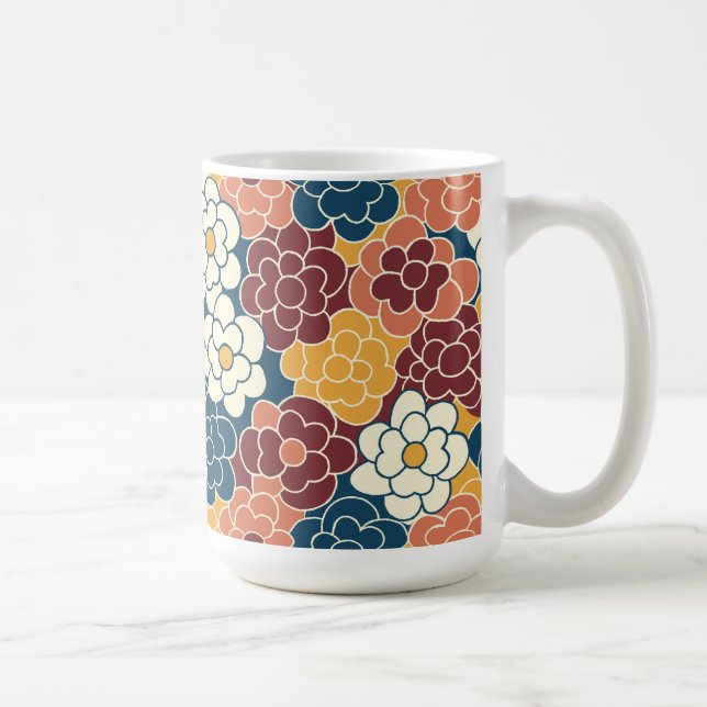 Blumenmuster über den gesamten Stoff Kaffeetasse (Rechts)