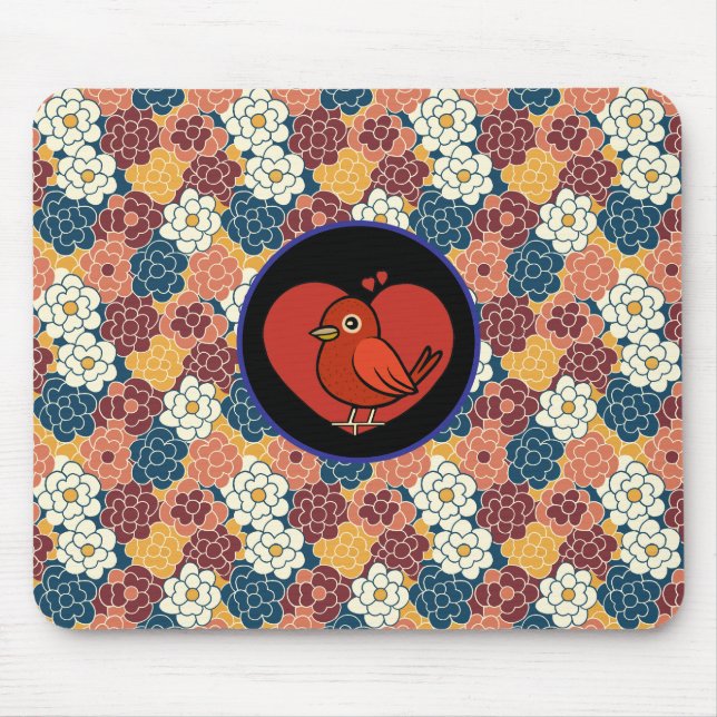 Blumenmuster über den gesamten Stoff verteilt Mousepad (Vorne)