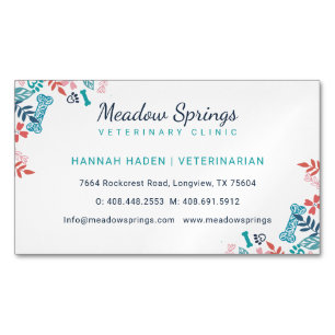 Blumenmuster und Foliage Pet Print Muster Magnetische Visitenkarte