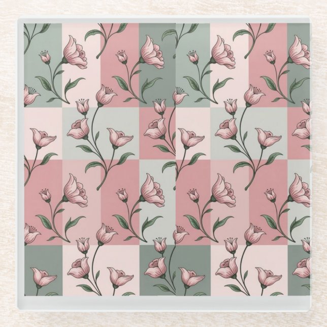 Blumenmuster-Untersetzer Glasuntersetzer (Vorderseite)