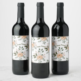 Blumenmuster Urlaubwein-Etikett Weinetikett