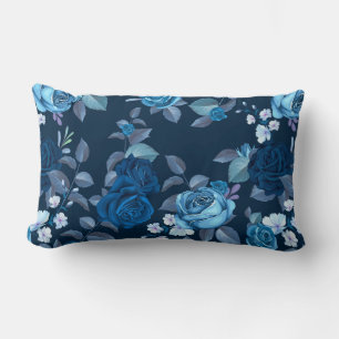 Blumenmuster Vintag blaue Rose Lendenkissen