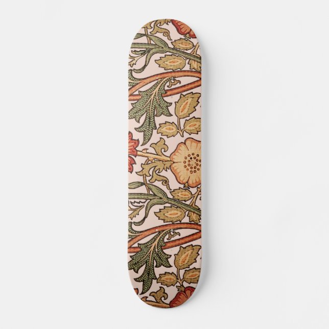 Blumenmuster Vintag rosa Designer-Stoff Skateboard (Vorderseite)