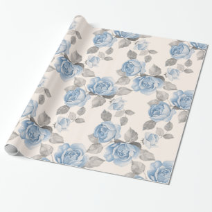 Blumenmuster. Vintage blaue Rose Geschenkpapier