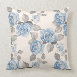 Blumenmuster. Vintage blaue Rosen Kissen