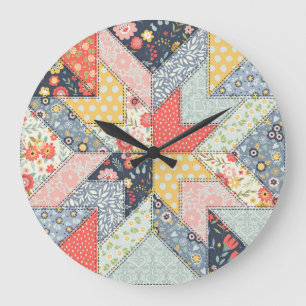 Blumenmuster: Vintage Ornamente Große Wanduhr