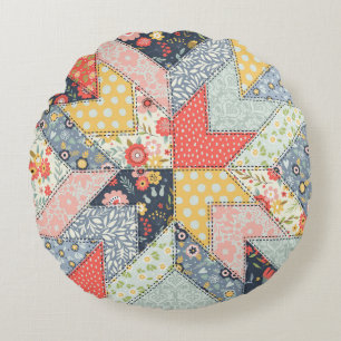 Blumenmuster: Vintage Ornamente Rundes Kissen