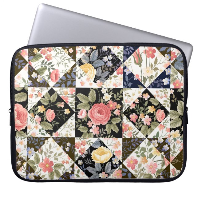 Blumenmuster: Vintages Mix Laptopschutzhülle (Vorderseite)