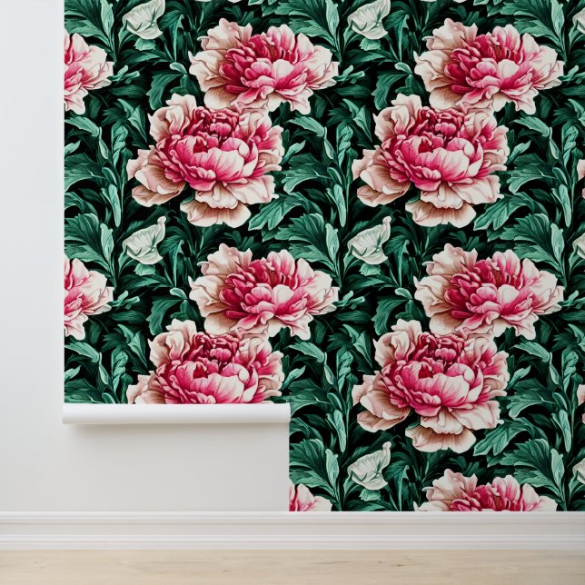 Blumenmuster von Peonies, große Blumenmuster chic Tapete (Anwendung)