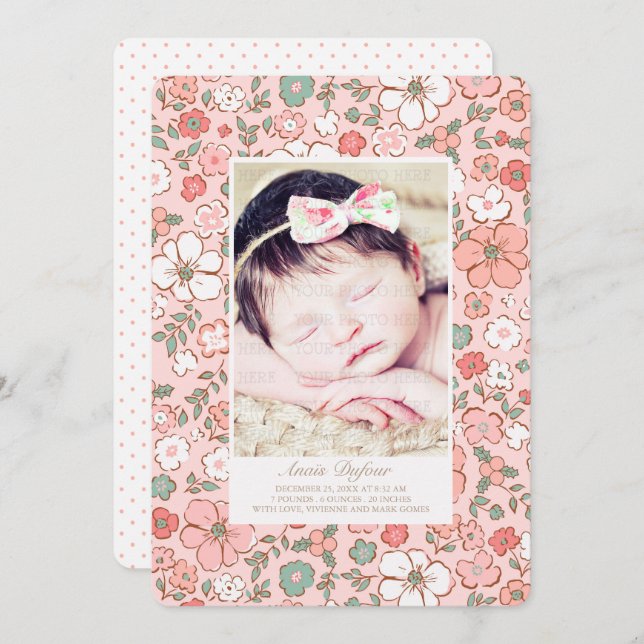 Blumenmuster-Vorlage für Feiertage Ankündigung (Vorne/Hinten)