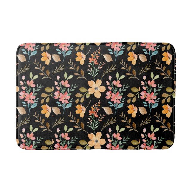 Blumenmuster - Wasserfarbenfeder der Mode Badematte (Vorderseite)