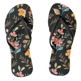 Blumenmuster - Wasserfarbenfeder der Mode Flip Flops