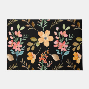 Blumenmuster - Wasserfarbenfeder der Mode Fußmatte