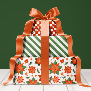 Blumenmuster Weihnachtsstern Süße Feiertage Weihna Geschenkpapier Set