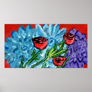 Blumenmuster, Wertposter (Halbglanz) Poster