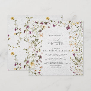 Blumenmuster-Wildblume-Drehbuch Kinderdusche Einladung