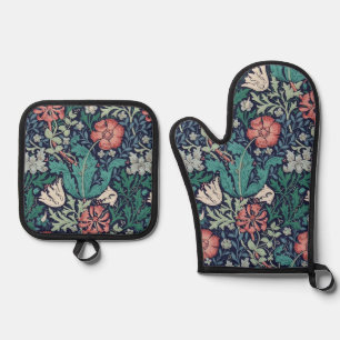 Blumenmuster, William Morris Ofenhandschuh & Topflappen-Set