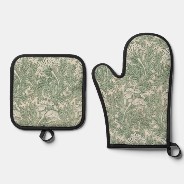 Blumenmuster, William Morris Ofenhandschuh & Topflappen-Set (Vorderseite)