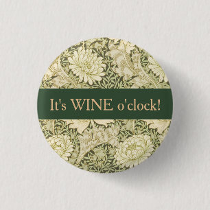 Blumenmuster Wm. Morris Design Wein-Stunde         Button