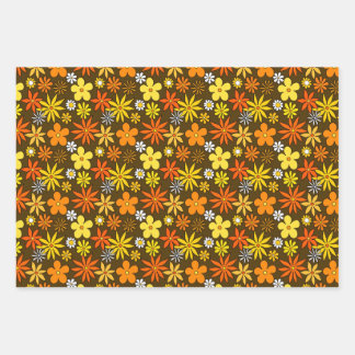 Blumenmuster-Wrapping Paper-Set im Stil der 70er J Geschenkpapier Set