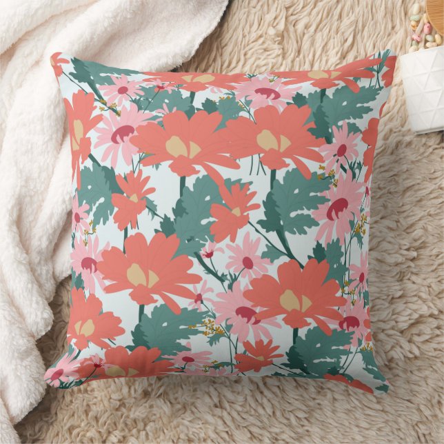 Blumenmuster Zeichnend Elegante dekorative Blume Kissen (Decke)