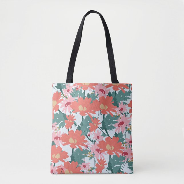 Blumenmuster Zeichnend Elegante dekorative Blume Tasche (Vorderseite)