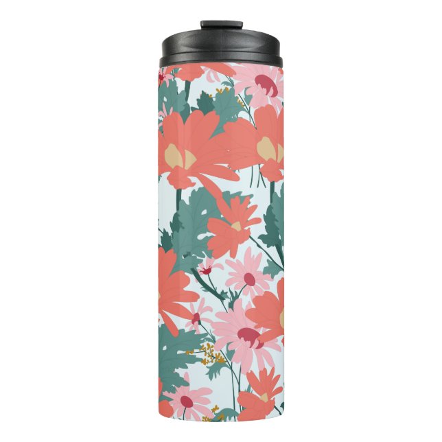 Blumenmuster Zeichnend Elegante dekorative Blume Thermosbecher (Vorderseite)