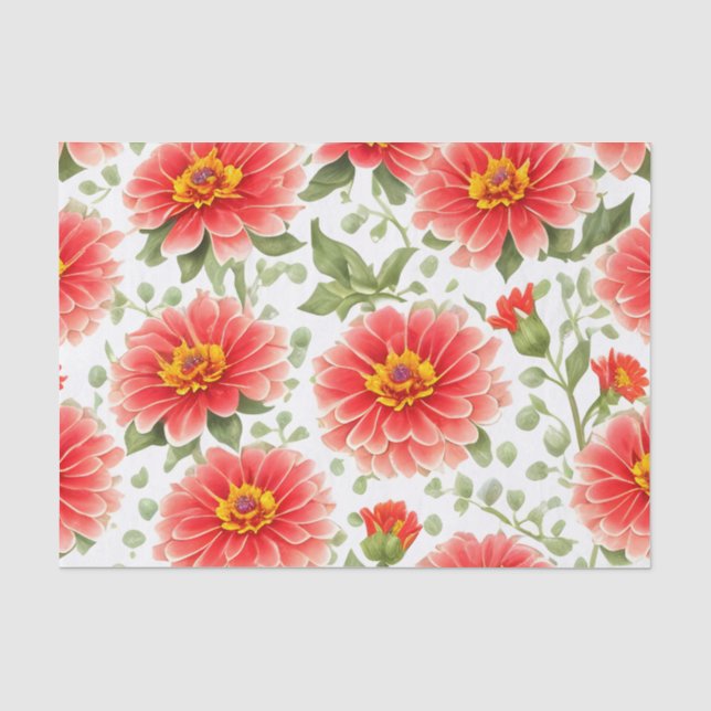 Blumenmuster Zinnia-Blume Seidenpapier (Vorderseite)